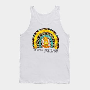 Sunflower and Rainbow Gnome Be Kind Inspirational Quote Tank Top